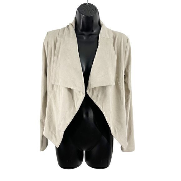 Romeo & Juliet Couture Open Front Drape‎ Long Sleeve Jacket Stone Cream Small - Picture 1 of 10